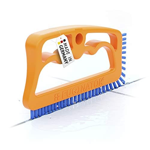 Image of Fuginator tile joint brush orange/blue - innovative grout brush for cleaning joints in bathroom, kitchen & household removes mould superficially