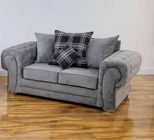 Image of Rosemont Furniture - Verona 2C2 Corner for Living Room, Grey Fabric UK Upholstered Corner Sofa (Grey, 2 Seater)