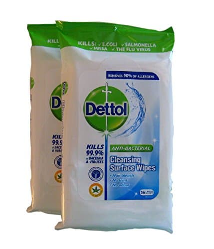 Image of Dettol Anti-Bacterial Cleansing Surface Wipes - 2X Packs of 36 Large Wipes