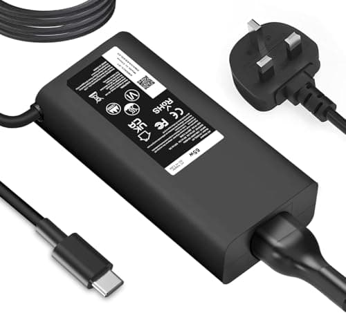 Image of New 65W USB C Power Adapter Compatible with Dell Latitude 3440/3540/5320/5420/5430/5440/5520/5530/5540/7330/7340/7400/7430/7440/XPS 13,ChromeBook 3100,2-in-1 Tablet,Type C Adapter Power Cord