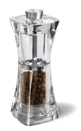 Image of Cole & Mason Crystal Clear Pepper Mill, Adjustable Grind Precision+, Acrylic, 125mm, Includes 1 x Pepper Grinder, Lifetime Mechanism Guarantee