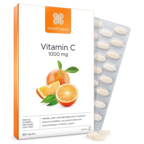 Image of Healthspan Vitamin C 1,000mg (160 Tablets) | Support Your Immune Health | Reduces Tiredness & Fatigue and Supports Joint, Skin & Bone Health | Vegan