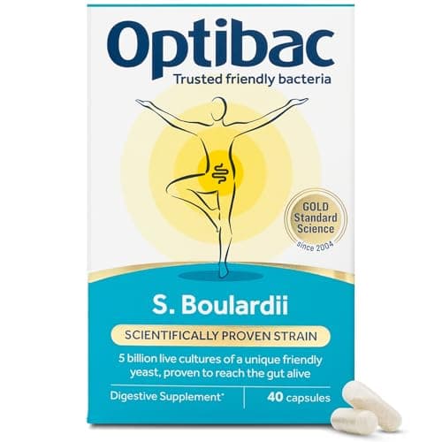 Image of Optibac Probiotics Saccharomyces Boulardii - Vegan Digestive Probiotic Supplement with 5 Billion Live Cultures - Most Trusted & Recommended Brand - 40 Capsules
