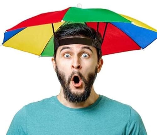 Image of REQAG Umbrella Hat, Multi-colored, 85 cm Canopy, Universal Adult Size, Foldable, Rain & Sun Protection