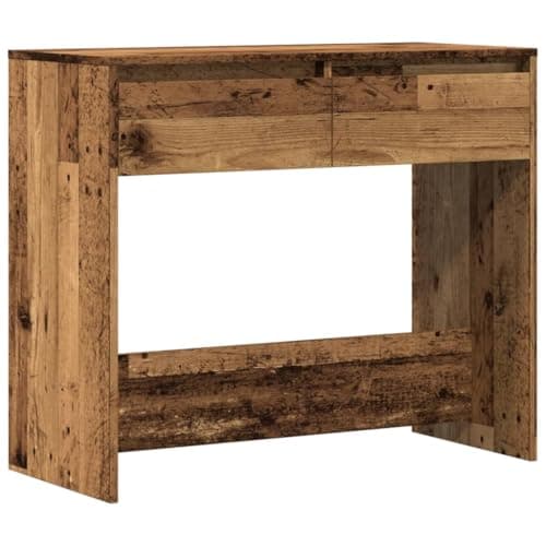 Image of RCODSSK Console Table with Drawers Old Wood Finish 89x41x76.5 cm Engineered Wood, 2-Drawer Storage Console Table for Living Room, Display Shelf for Decor