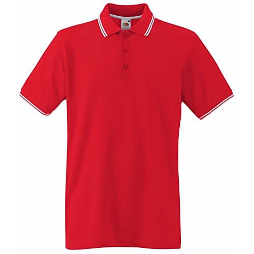 Image of Fruit of the Loom Mens Tipped Short Sleeve Cotton Polo Shirt S,M,L,XL,XXL,3XL