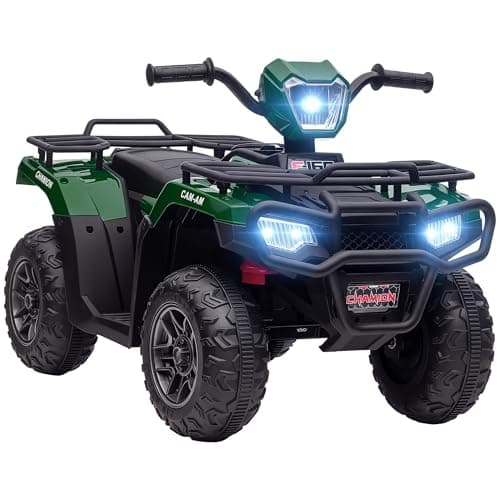 Image of HOMCOM 12V Electric Car for Kids, Battery Powered Quad Bike, Ride-On ATV Car w/Forward, Reverse Functions, Music, LED Lights, for Ages 3-5 Years - Green