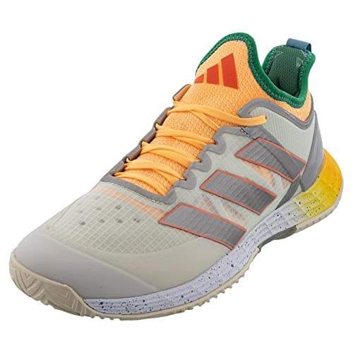 Image of adidas Men's Adizero Ubersonic 4 Tennis Shoe, Off White/Taupe Metallic/Acid Orange, 9 UK