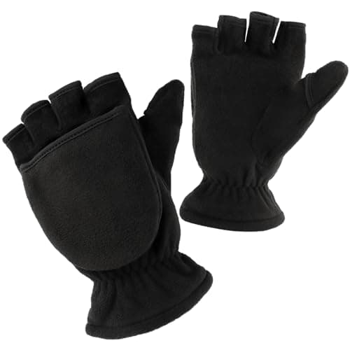Image of Winter Gloves, 1 Pair Fingerless Polar Fleece Gloves Mittens With Flip Cover for Men Women, Warm Windproof Thermal Insulation 3M Thinsulate
