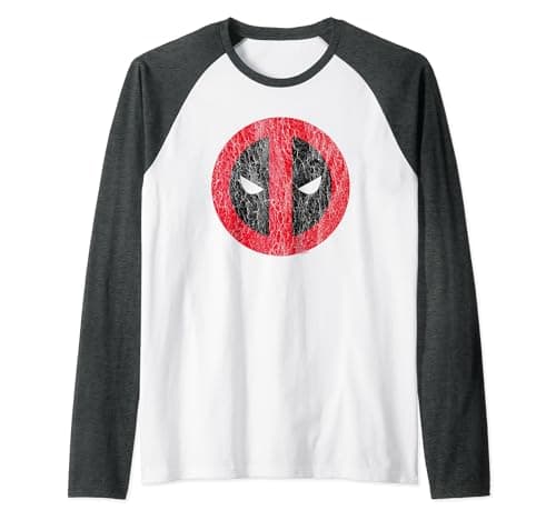 Image of Deadpool Cracked Logo Raglan Baseball Tee