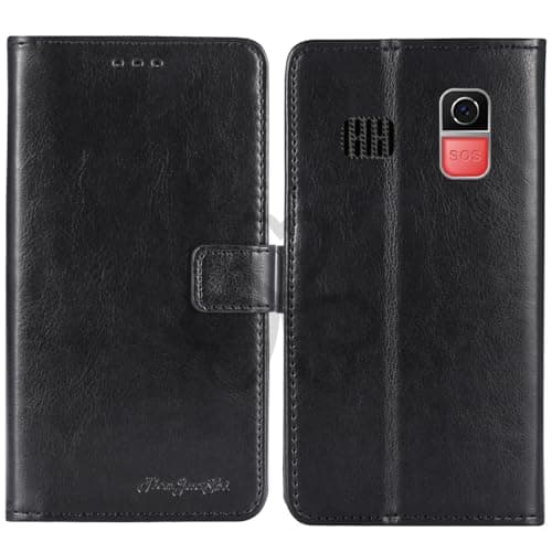 Image of TienJueShi Black Book Stand Retro Business Flip Leather Protector Phone Case Cover Etui Wallet For Tosaju CHAKEYAKE Uleway Big Button
