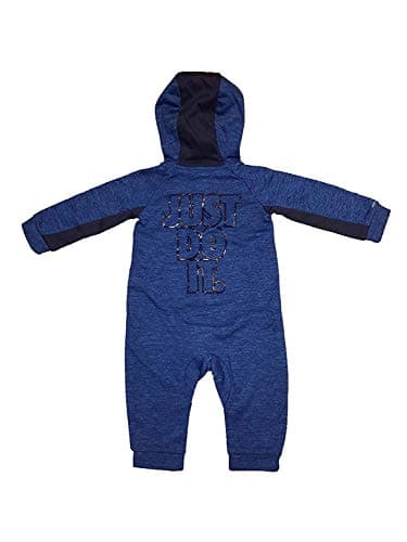 Image of NIKE Infant All Day Play Fleece Coveralls (6-9 Months, Light Photo Blue (56C732-B8C)/Black/Black)