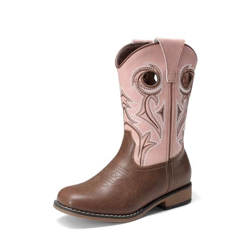 Image of DREAM PAIRS Boys Cowboy Boots Kids Classic Western Boots Square Toe Girls Cowgirl Boots for Toddler/Little Kid/Big Kid,Size 5 Big Kid,Pink,SKMB26001K