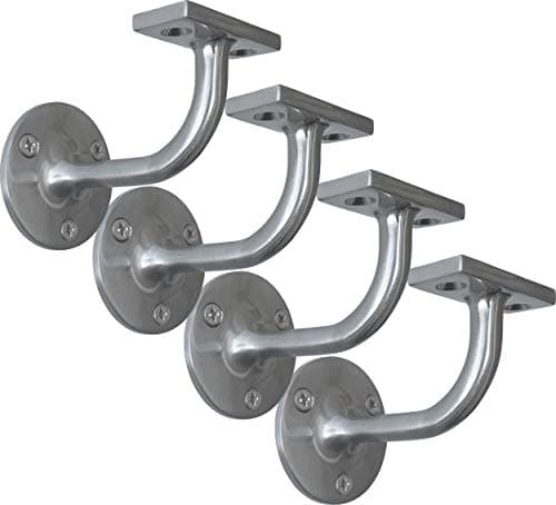 Image of IRONTITE® 4X Satin Chrome Handrail Brackets, Heavy Duty Banister Rail Brackets, Suits Wood Or Metal Stair Banister Rails, Perfectly Finishing The Look of Your Hand Rail (4 Pack)
