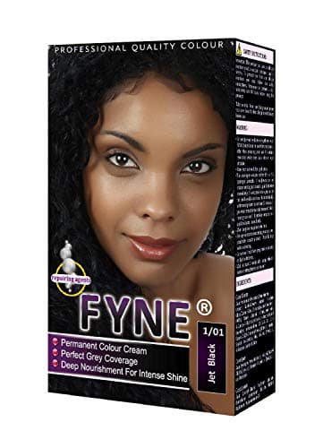 Image of FYNE Jet Black Permanent Hair Dye for Women - Home Hair Colour Cream with Built-in Conditioner - Gentle, Long-Lasting, Easy to Use, Suitable for All Hair Types - Achieve Salon-Quality Results at Home