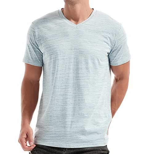 Image of RONOMO Men's T-Shirt, High Quality T-Shirt, Plain T-Shirt, Fashion T-Shirt, V01 Sky Blue, L