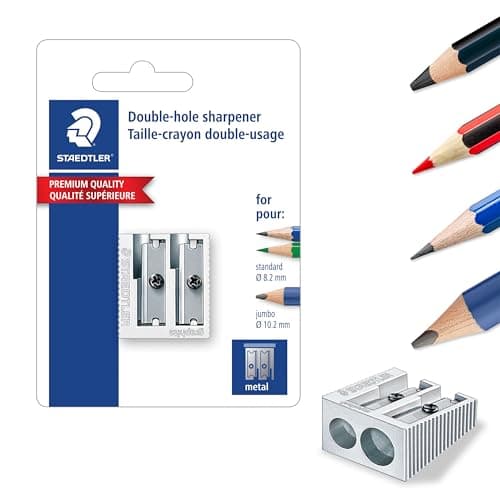 Image of STAEDTLER 510 20 BKD Metal Double Hole Sharpener for Pencils 8.2 - 10.2 mm (Blister of 1)
