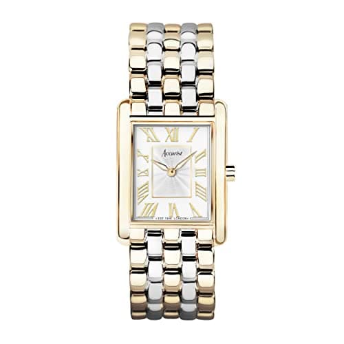 Image of Accurist Rectangle 26mm Quartz Watch in White with Analogue Display, and Stainless Steel Bracelet 71009