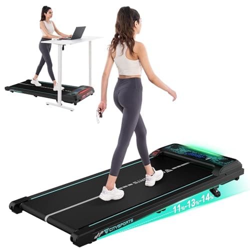 Image of CITYSPORTS Walking Pad with 0-14% Incline,6KM/H Treadmill for Home,Under Desk Treadmills with LED Display, Remote Control,Portable Walking Running Machine Slim Compact Motorized Electric Treadmill