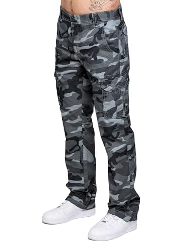 Image of BRAND KRUZE Mens Cargo Combat Trousers KZ116 Camouflage Green Camo Summer Pants Jeans All Waist Sizes (UK, Waist & Inseam, 32, 30, Light Grey)