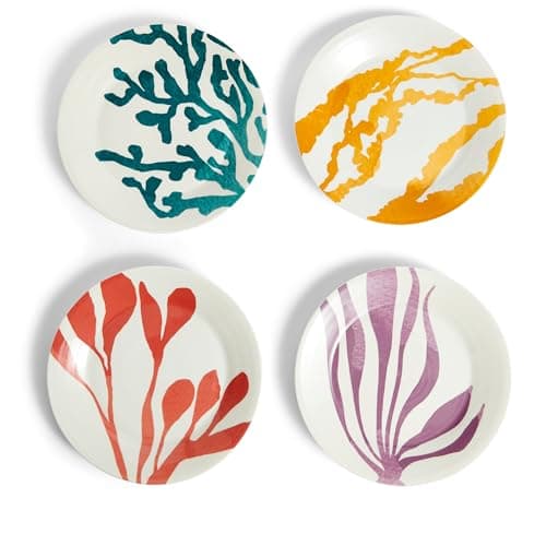 Image of Royal Doulton Large Plates, for Everyday Use, 1815 Bright, 24cm /.4in, Multicolour Mixed Pattern, Set of 4