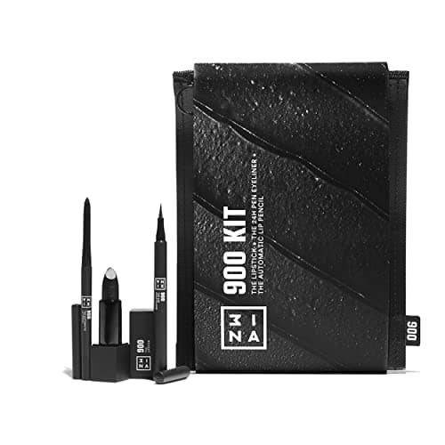 Image of 3INA MAKEUP - The 900 Kit - Black 3INA's black shades in a kit - The 24h Pen Eyeliner 900 + The Lipstick 900 + The Automatic Lip Pencil 900 - Matte formula