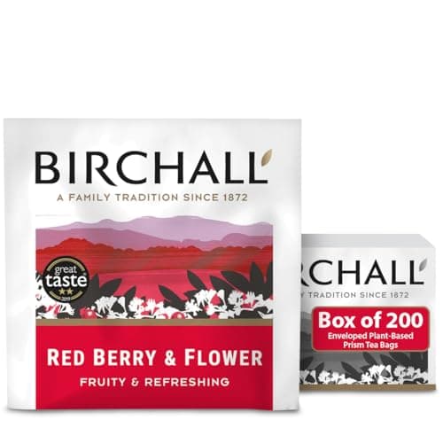 Image of Birchall Tea Bags, Experience the Burst of Flavor with Red Berry & Flower Tea - A Refreshing and Antioxidant-Rich Tea, Box of 200 Enveloped Plant-Based Prism Tea Bags