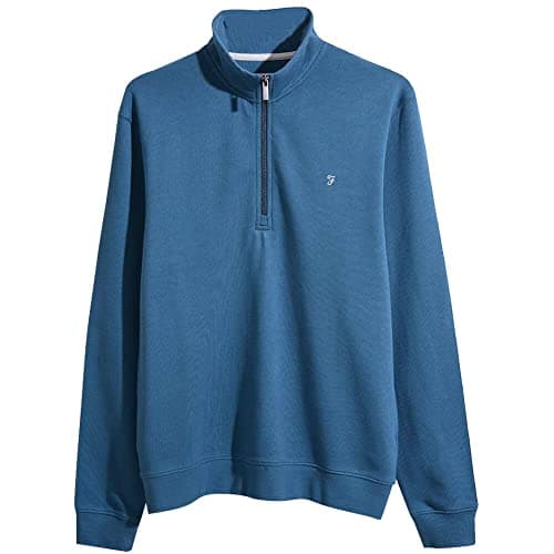 Image of Farah Men's Aintree 1/4 Zip Sweatshirt, Real Teal, XXL