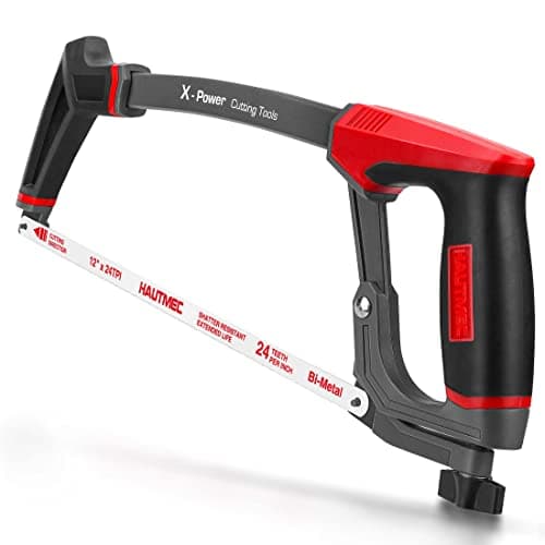 Image of HAUTMEC 300mm Heavy-Duty Hacksaw with High-Tension Solid Aluminium Frame, 45°/90° Dual Cutting Angles, Quick Blade Change, 24 TPI Bi-Metal Blade for Heavy-Duty Cutting – HT0146