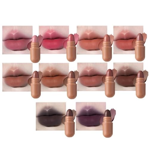 Image of Lipstick Set for Women, 10-Colour Pill Lipsticks, Long-Lasting Shiny Finish, Moisturising, Smooth, Compact Travel Makeup Set, for Party, Wedding, Date, Holiday, Gift
