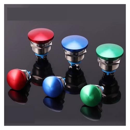 Image of ZDVHOMCB 1PC 19mm Black Mushroom Head Metal Push Button Switch Self-Reset Screw Feet Stainless Steel Momentary Buttons