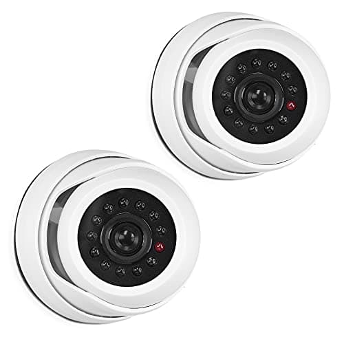 Image of kwmobile Dummy Camera with Light - Fake CCTV Security Surveillance Dome with Flashing LED Lights - Theft Deterrent - White, x2
