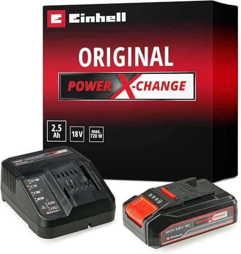 Image of Einhell 18V 2.5Ah Lithium-Ion Battery and Charger Set, Power X-Change Battery Starter Kit, Universally Compatible With All Einhell PXC Power Tools And Garden Machines, Packaging May Vary