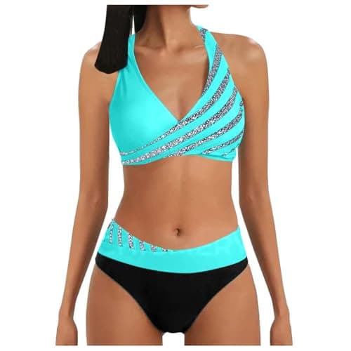 Image of Womens Bottoms Bikini Suit Prints Bathing Swimsuit Bikinis Set (Green, M)