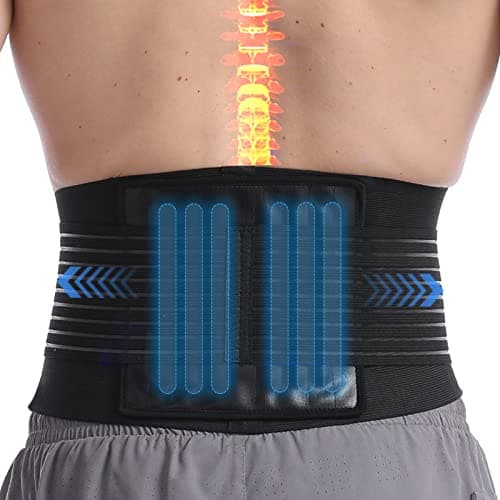 Image of Paskyee Lower Back Support Belt with 6 Stays, Back Brace for Scoliosis & Sciatica and Back Pain Relief, Lumbar Support Belt for Men and Women, Adjustable Lower Back Support Brace with PU