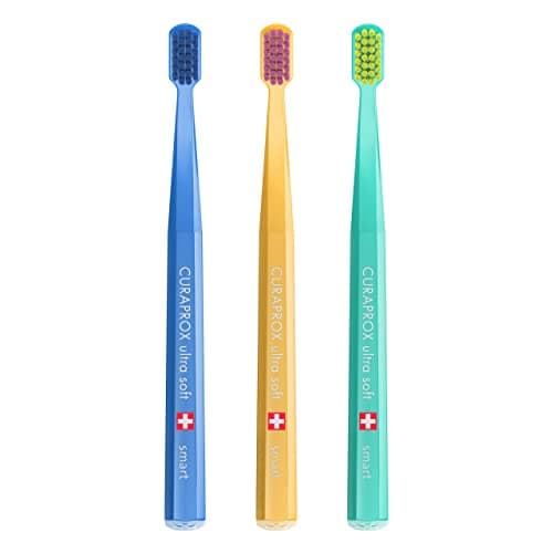 Image of Curaprox CS Smart Toothbrush – Compact Brush Head for Children and Adults | Ultra-Gentle Cleaning | 3-Pieces | Mixed Colours | Made in Switzerland