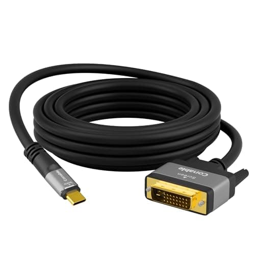Image of 4K USB C to DVI Cable 10FT, USB Type-C to DVI-D Adapter Cord, (Thunderbolt 3/4) Compatible with iPhone 15 Series, MacBook Pro/Air, iPad Pro, iMac, Galaxy S24, XPS, Surface Book 3 and More, Black Cable