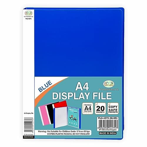 Image of 1 x A4 Display Book 20 Pocket | Presentation Folder | Home and Office Use (Blue)