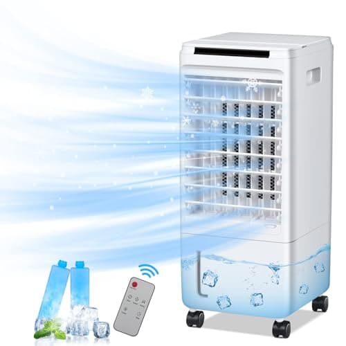 Image of ARTETHYS Portable Air Conditioner Cooler with Remote Control, 7L Evaporative Air Cooler Fan with 3 Speeds, Humidifier, 2 Ice Packs, 7H Timer Swivel for Bedroom Home Office