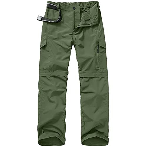 Image of Jessie Kidden Hiking Walking Trousers Men,Quick Dry Convertible Lightweight Breathable Waterproof Outdoor Fishing Work Zip Off Cargo Pants #6088-Army green-34