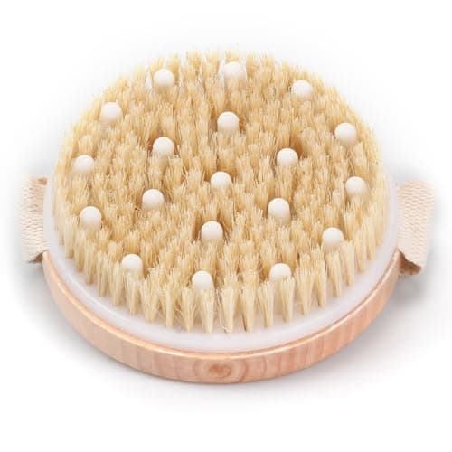 Image of BRITECO Dry Brushing Body Brush - Lymphatic Drainage Exfoliating Brush for Smooth Skin | Natural Bristles| Dry & Wet Use, Improves Circulation, Cellulite Reduction | Perfect for All Skin Types
