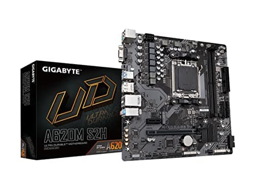 Image of GIGABYTE A620M S2H (AM5/ LGA 1718/ AMD/ A620/ Micro ATX/ 5-Year Warranty/ DDR5/ Single M.2/ PCIe 4.0/ USB 3.2 Gen1/ Realtek 1GbE LAN/Q-Flash Plus/PCIe EZ-Latch/Motherboard)