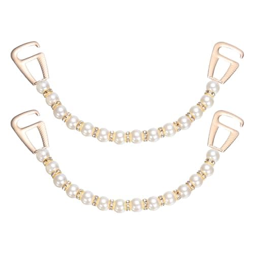 Image of sourcing map 2pcs Shoe Charm Chains Clog Sandals Shoes Chain Accessories Bead Shape for Shoe Decorations DIY Birthday Women Gifts, White, Gold, Rose Gold