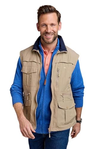 Image of Pegasus Men's Lightweight Nylon Multi Pocket Travel Gilet, Breathable Mesh Lined & Quick Dry Sleeveless Utility Vest Stone 44