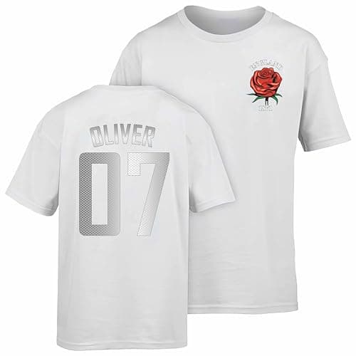 Image of Varsany England Personalised Adult Unisex White Cotton Crew Neck Short Sleeve T-Shirt - L