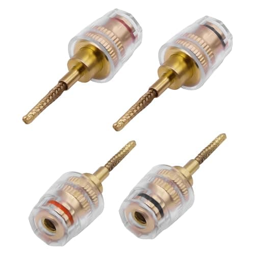 Image of XMSJSIY Flex Pin Banana Plug 4mm Banana Female to Braided 2mm Connector Speaker Audio Adapter HiFi Audio Black & Red Terminal Binding Post Banana Connector for Amplifier Speaker Sound System - 2 Pairs