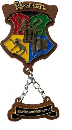 Image of Licensed Harry Potter Enamel Wooden, Metal, 3D Fridge Magnets, 5 Styles, Hogwarts, Gryffindor, Slytherin, Hufflepuff and Ravenclaw with Slogan Charms (Hogwarts)