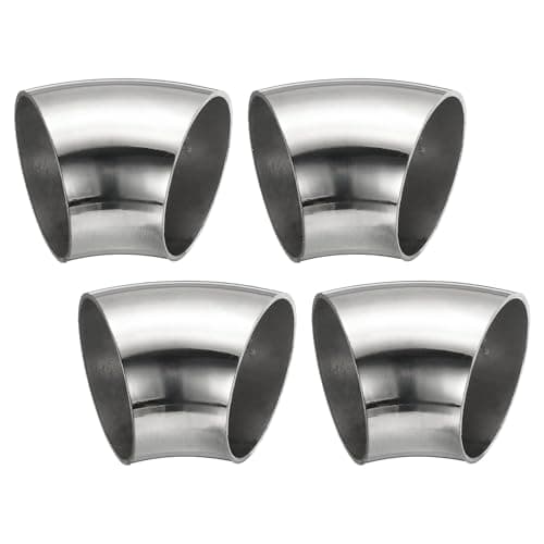 Image of PATIKIL 4pcs 45 Degree Mandrel Bend Elbow, 40mm OD Steel Exhaust Elbow Exhaust Piping Connector 304 Stainless Steel for Exhaust Pipe Stair Handrail HVAC
