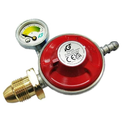 Image of 37mb Propane Gas Bottle Regulator With Built in Pressure Gauge Fits Calor Gas & Flogas with POL connection