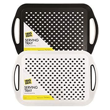 Image of The Big Deal 1x Rectangular Non-Slip Serving Tray - Black, Grey or White, Colour at Random - Ideal for Dinner / Drinks)
